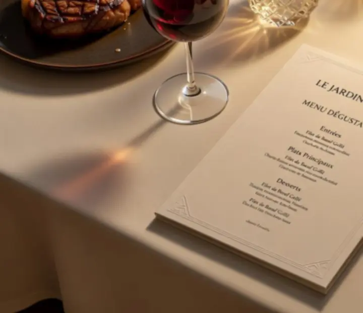 Printed menu on a restaurant table at Dewesoft Hungary Korlátolt Felelősségű Társaság