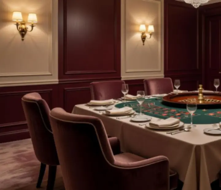 Private roulette room at Dewesoft Hungary Korlátolt Felelősségű Társaság set for an intimate group dinner and table night