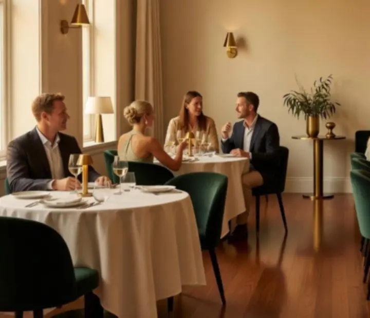 Dewesoft Hungary Korlátolt Felelősségű Társaság dining room with linen-draped tables and warm lighting